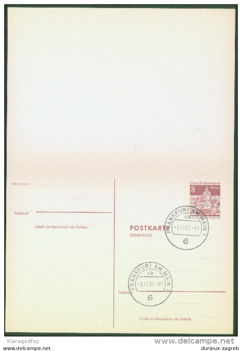 Germany Berlin Postal Stationery Postcard Answer Postkarte Mit Antwortkarte Postmarked Bb - Postkarten - Ungebraucht