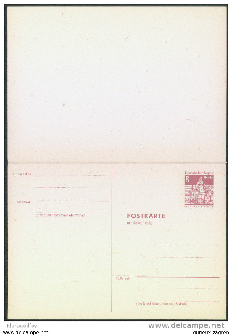 Germany Berlin Postal Stationery Postcard Answer Postkarte Mit Antwortkarte Unused Bb - Postkaarten - Ongebruikt