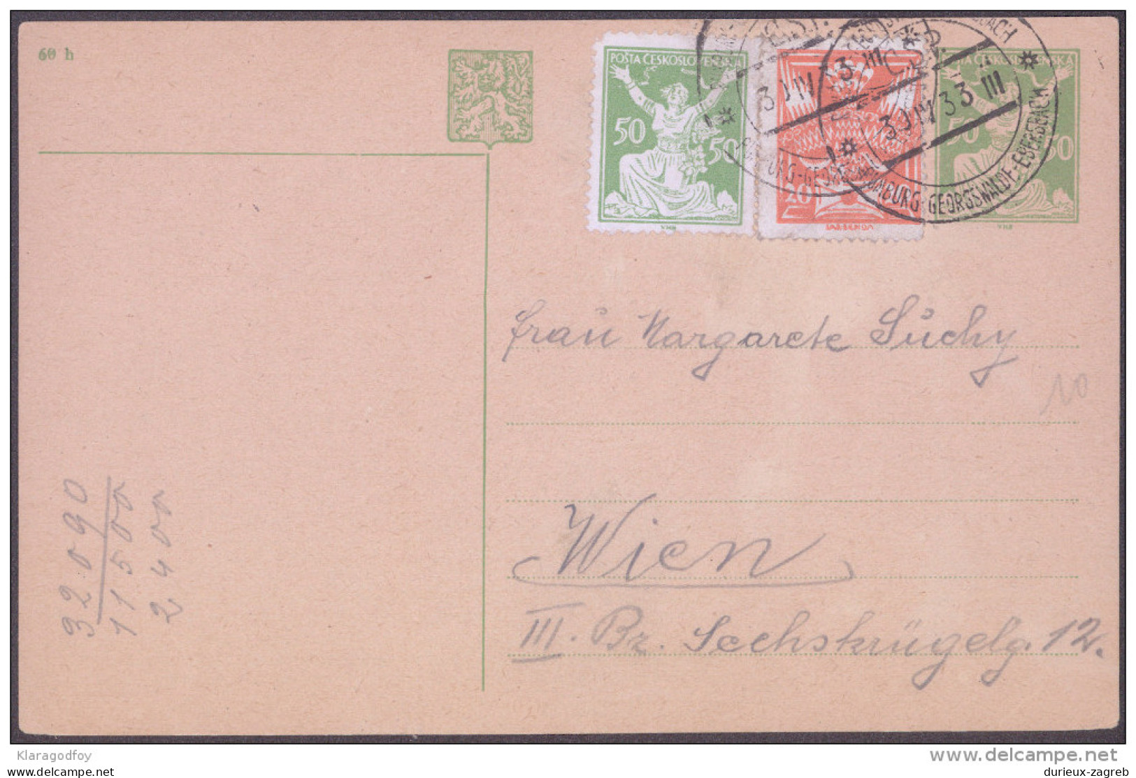 Czechoslovakia Old Postal Stationery Postcard Travelled 1933 Bb - Cartes Postales