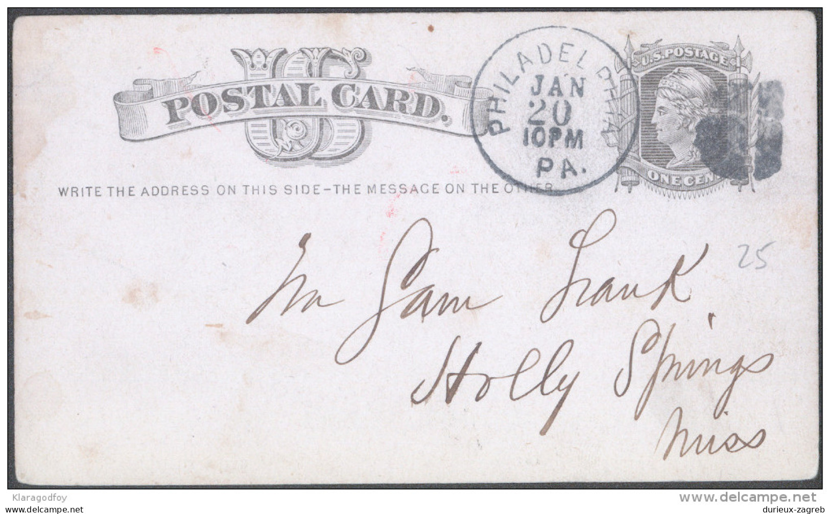 United States Old Postal Stationery 1c Postal Card Travelled 18?? Fancy Cancel Bb - ...-1900