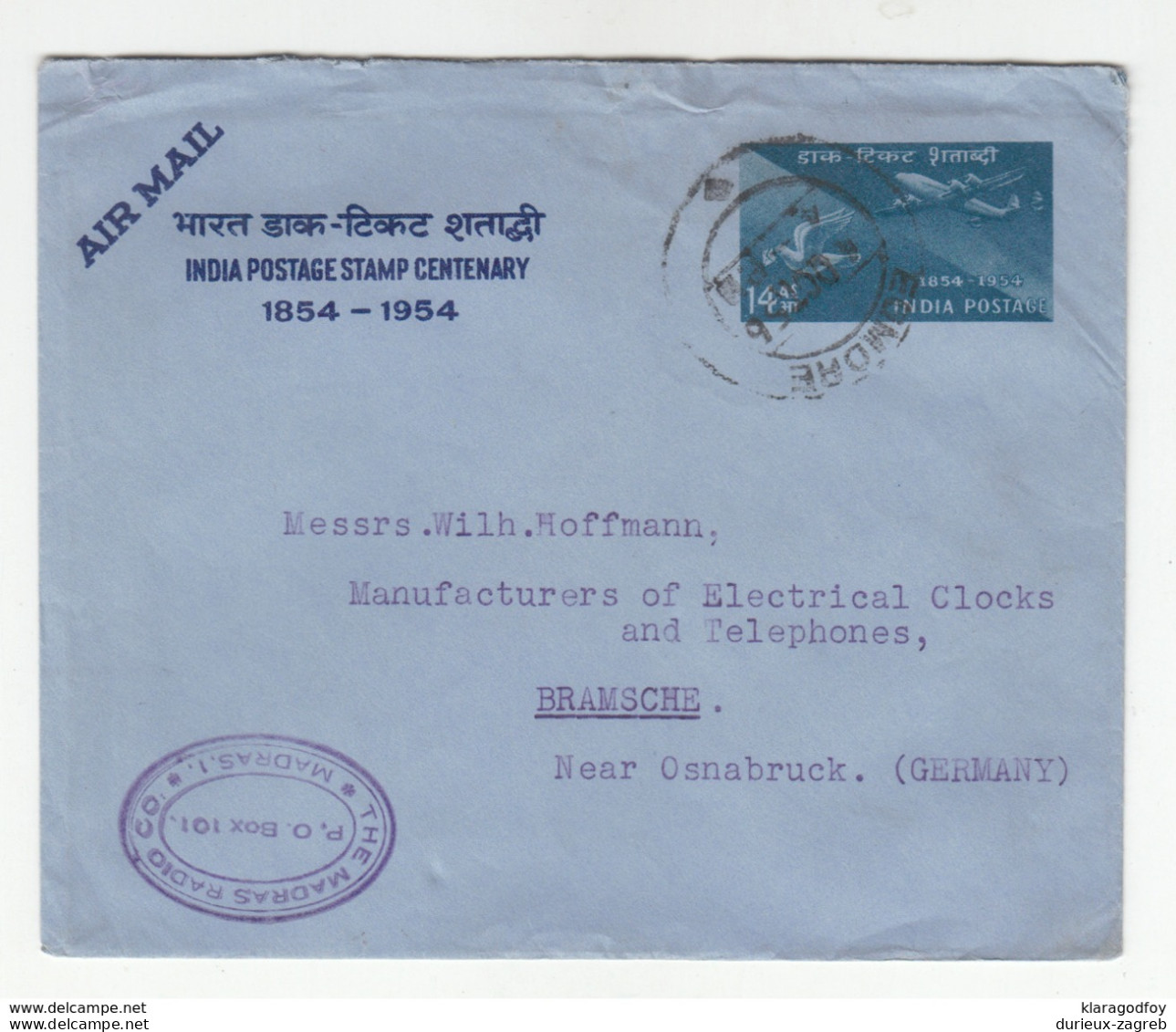 India Postage Stamp Centenary Aerogramme Travelled 1956 Zo Germany B190922 - Posta Aerea