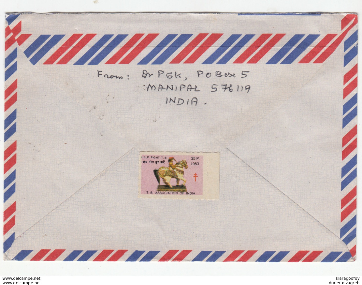 India Air Mail Letter Cover Travelled 1984 To Switzerland TBC Cinderella B180725 - Covers & Documents