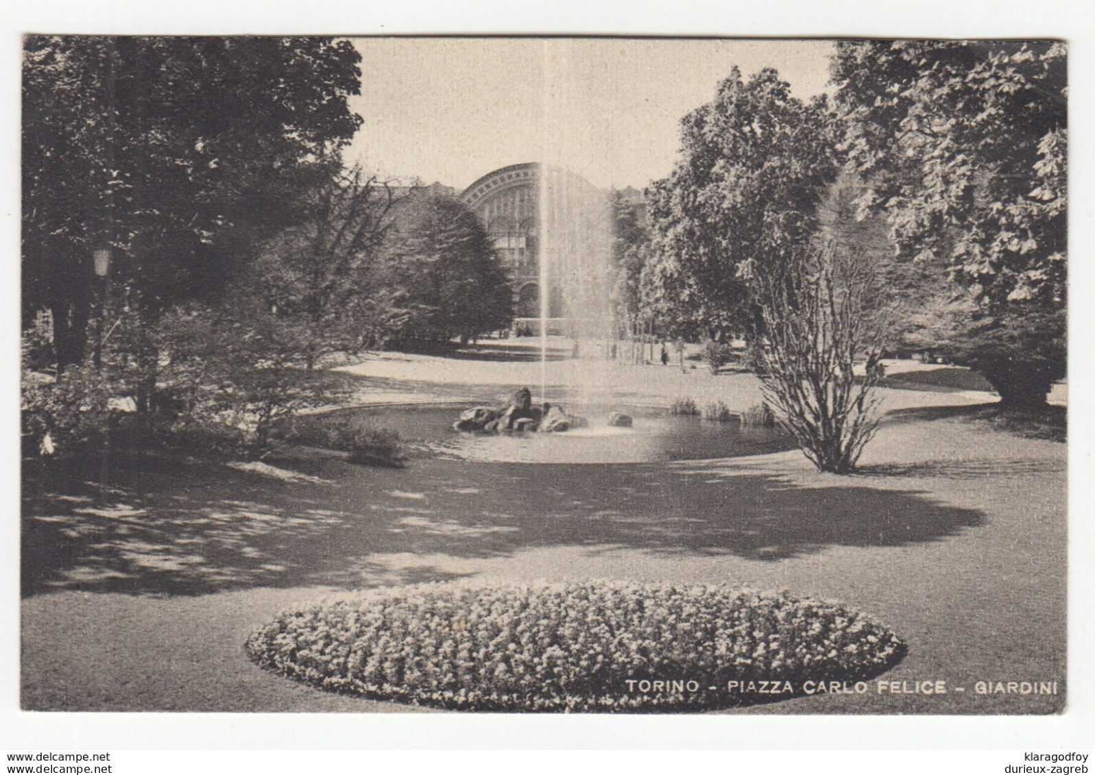 Torino - Piazza Carlo Felice - Giardini Old Postcard Travelled 1947 B180710 - Parcs & Jardins