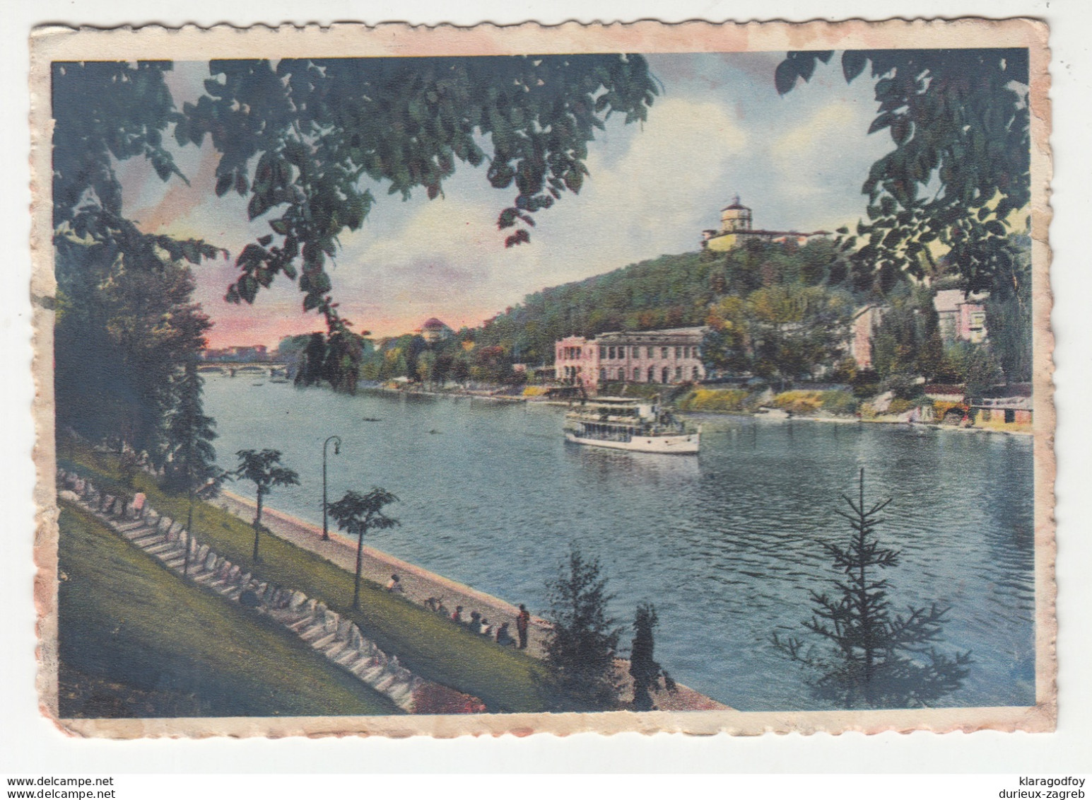 Torino Fiume Po E Chiesa Dei Cappuccini Old Postcard Travelled 1938 B180710 - Fiume Po