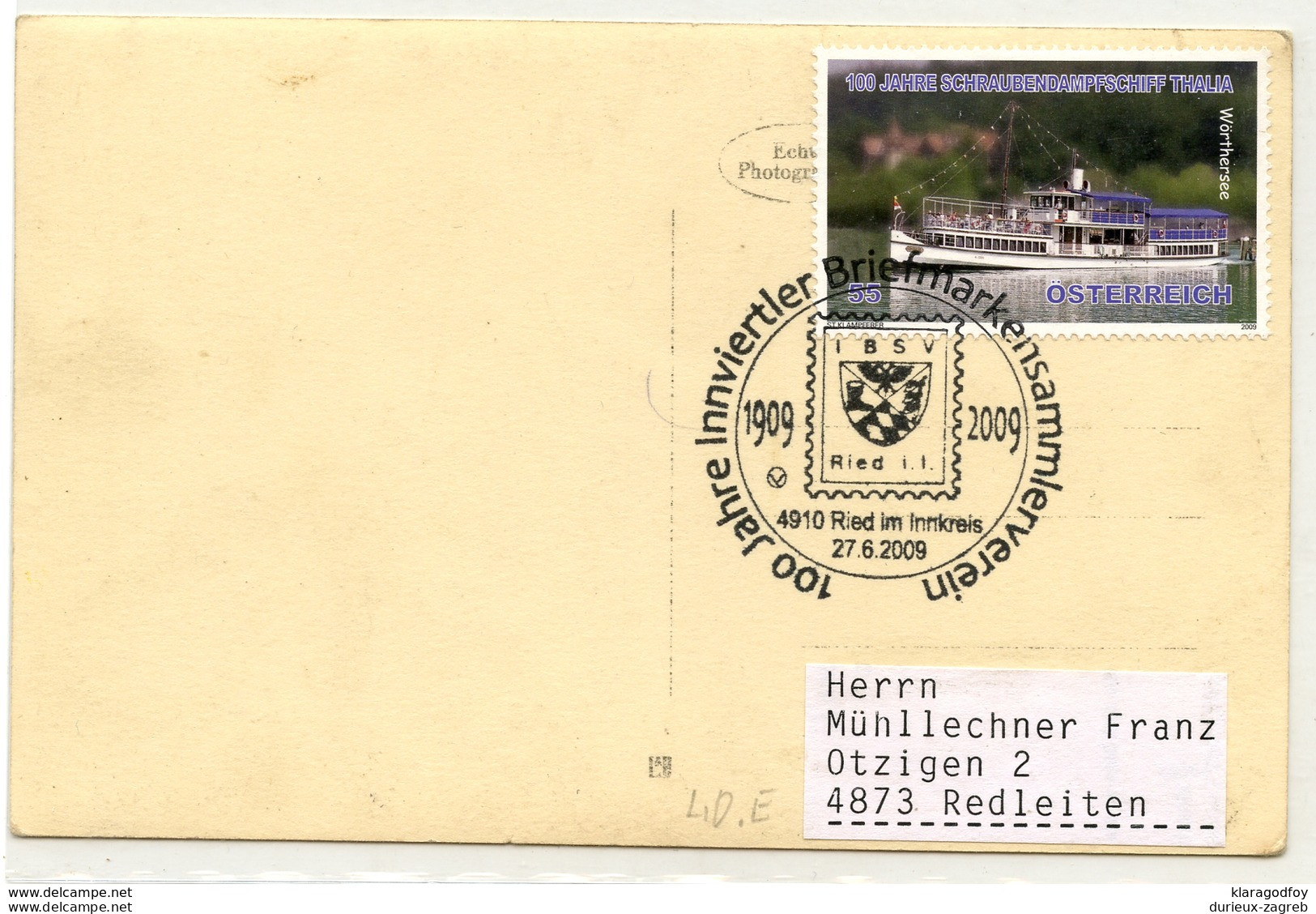 Ried Im Innkreis 4 Old Postcards With New 100 Jahre Innviertler Brifmarkensammlerverein 2009 Mark B180625 - Ried Im Innkreis