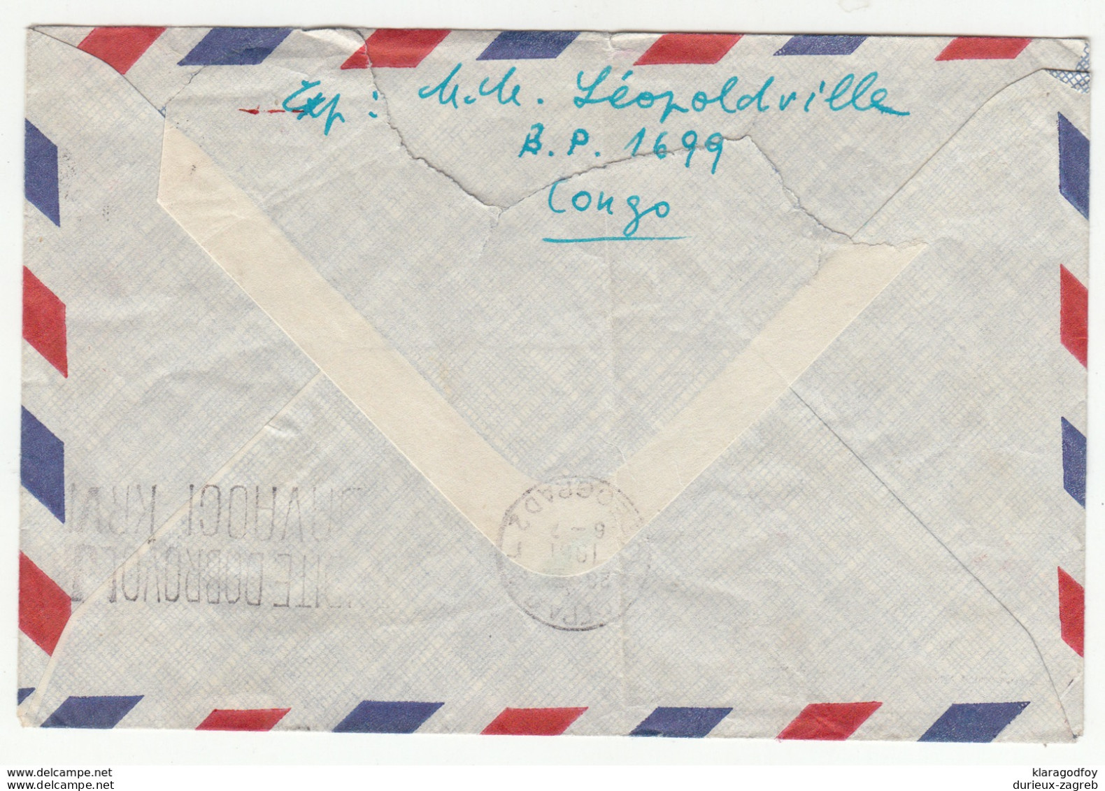Congo Air Mail Letter Cover Travelled 1961 Leopoldville To Yugoslavia B190615 - Andere & Zonder Classificatie