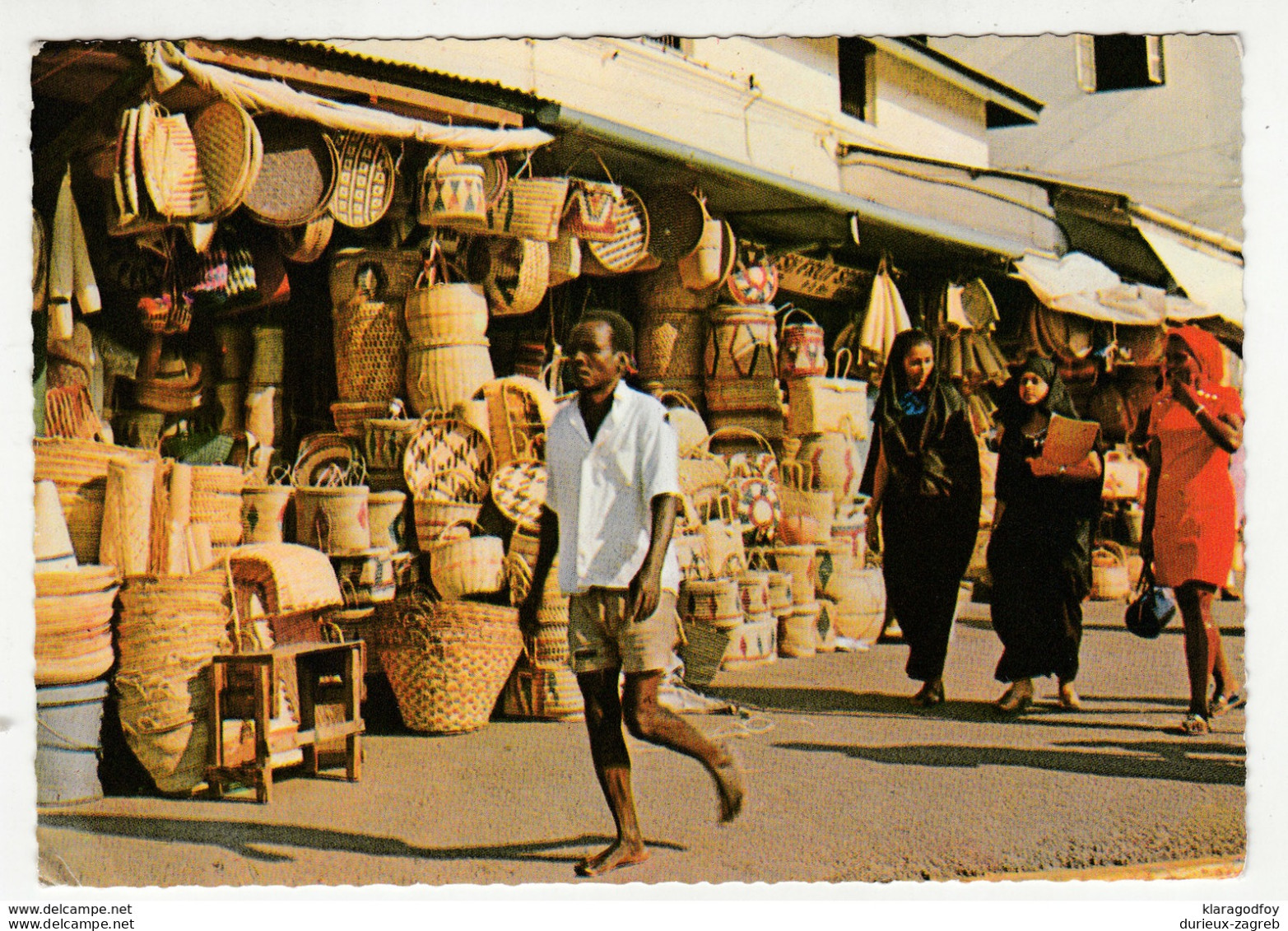 Basket Shops, Digo Road, Mombasa Old Postcard Posed 197? To Germany B200225 - Kenya