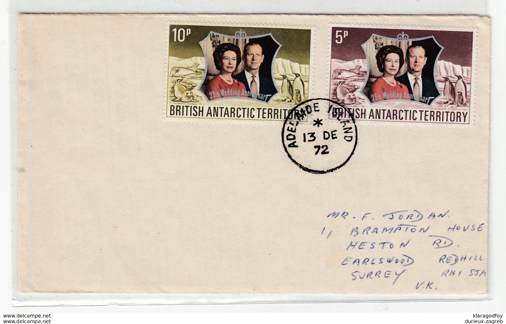 British Antarctic Territory 1972 Silver Wedding Pair On Letter Cover Posted? B200225 - FDC