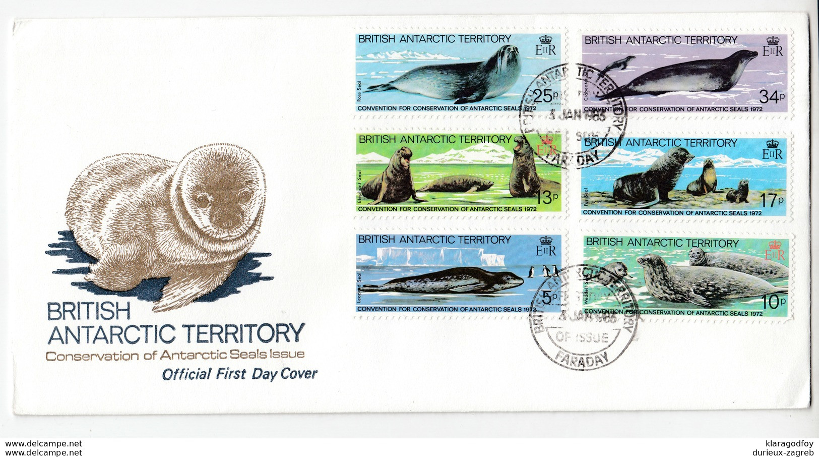 British Antarctic Territory 1985 Conservation Of Antarctic Seals FDC B200225 - FDC