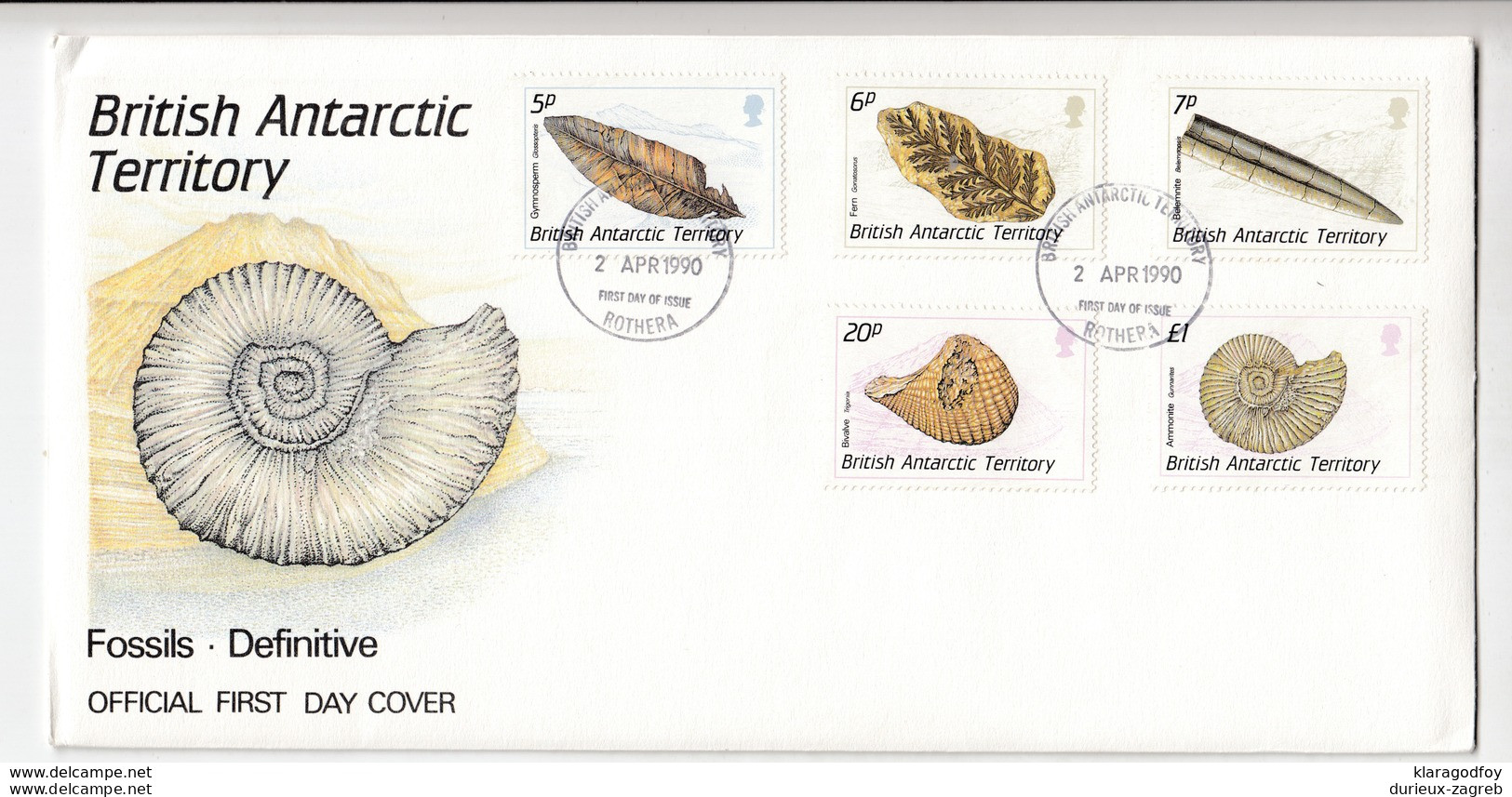 British Antarctic Territory 1990 Fossils Definitive FDCs B200225 - FDC