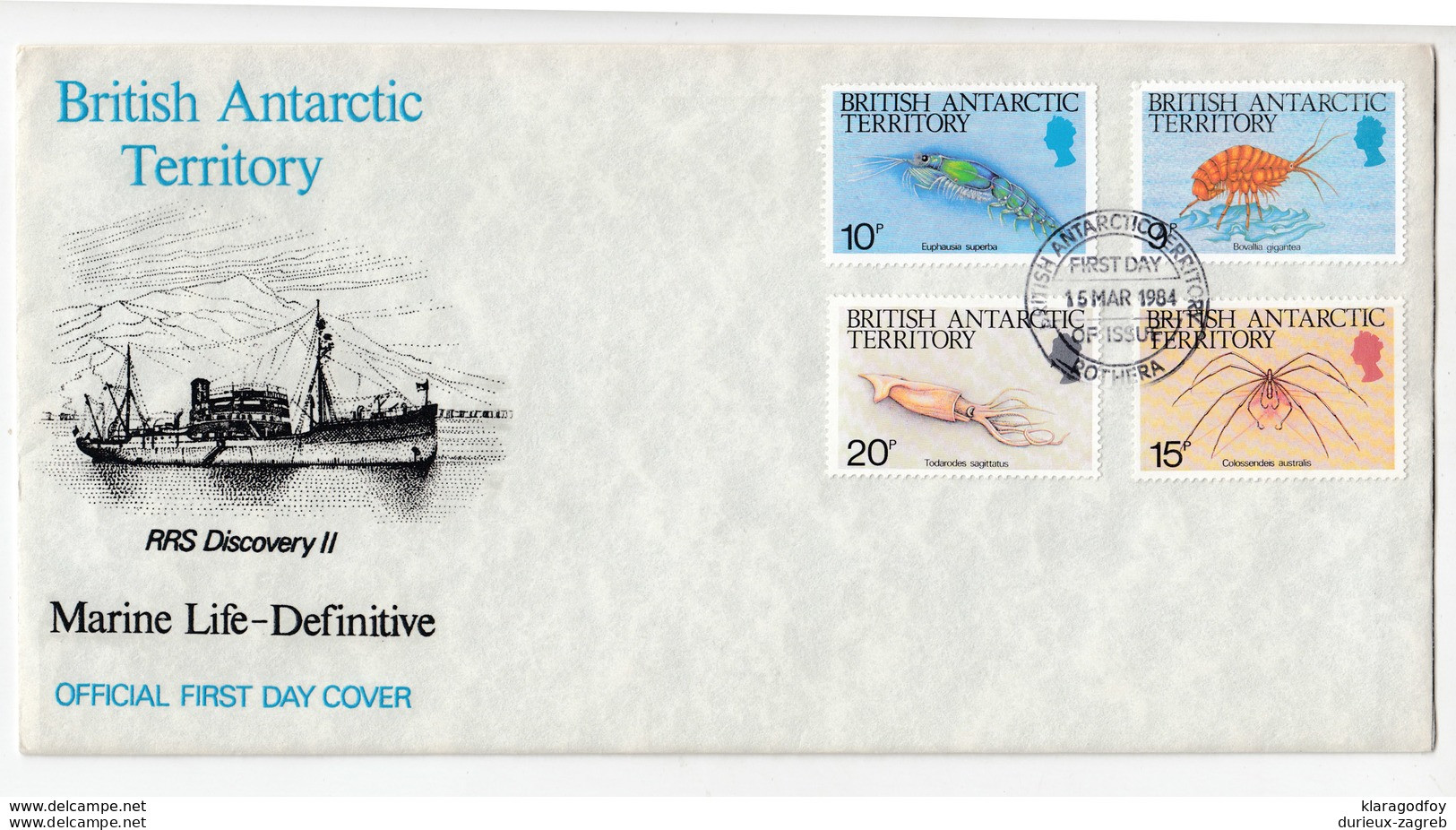 British Antarctic Territory 1984 Marine Life Definitive FDCs B200225 - FDC