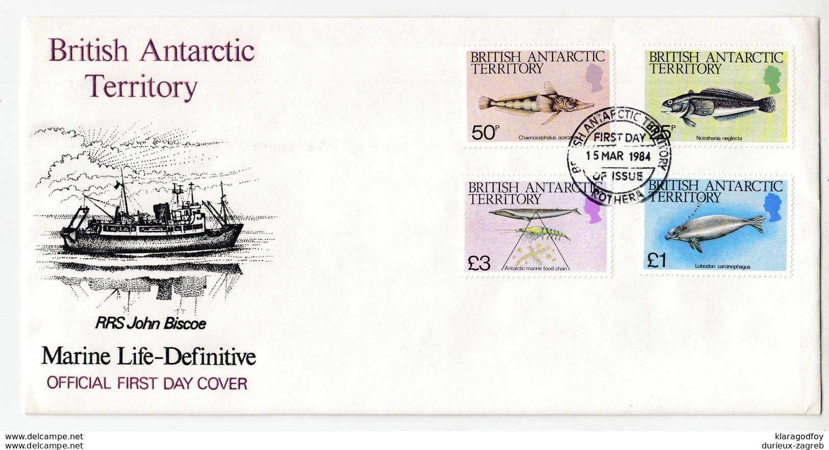 British Antarctic Territory 1984 Marine Life Definitive FDCs B200225 - FDC