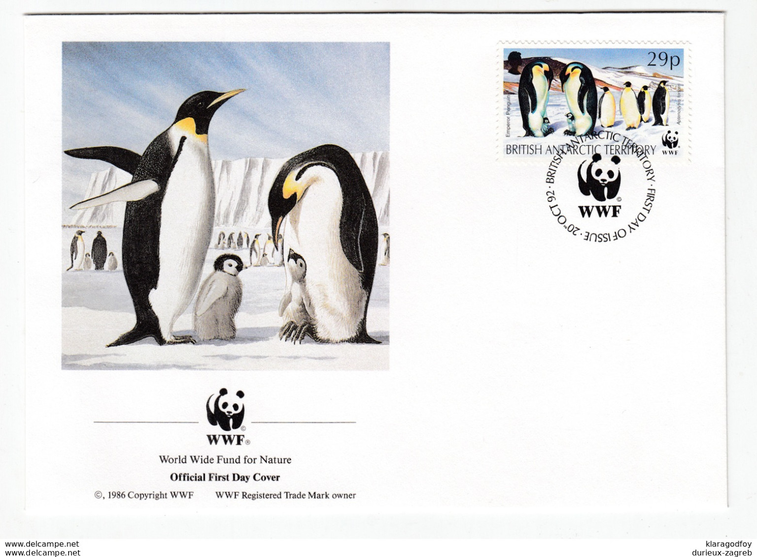 British Antarctic Territory 1992 WWF - Penguin, Seal FDCs B200225 - FDC