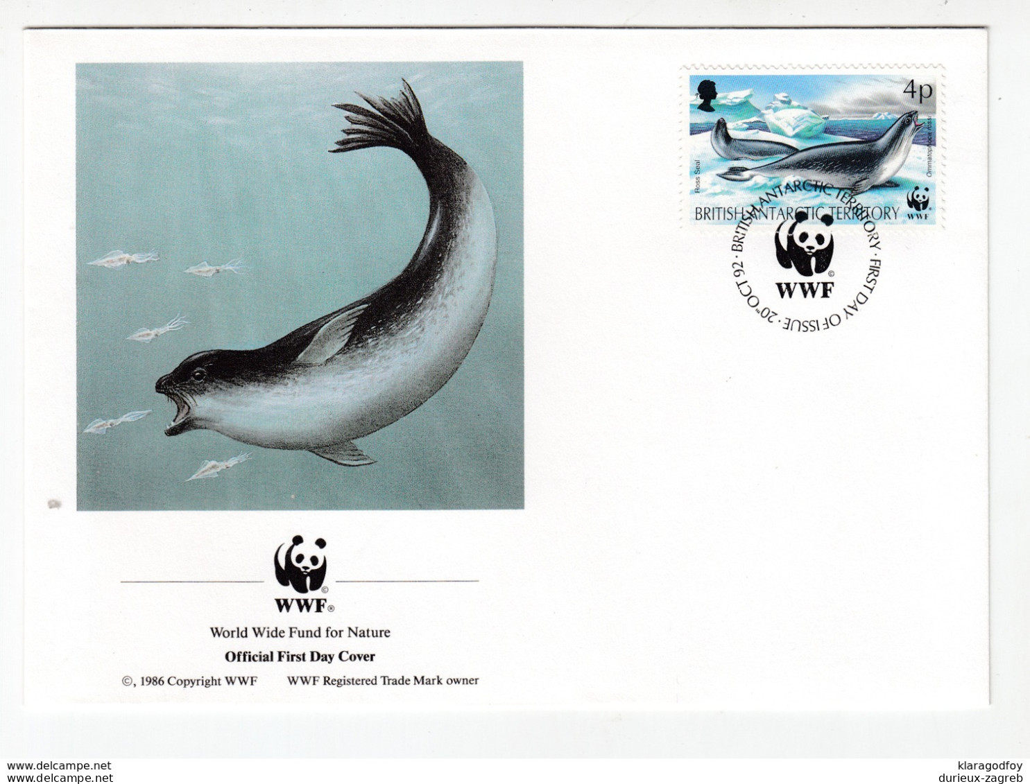 British Antarctic Territory 1992 WWF - Penguin, Seal FDCs B200225 - FDC