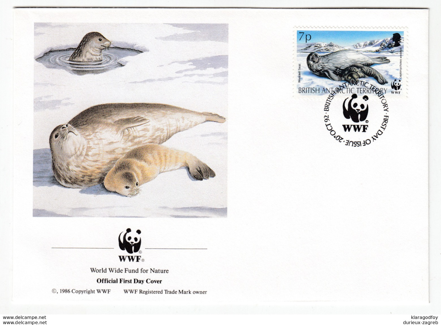 British Antarctic Territory 1992 WWF - Penguin, Seal FDCs B200225 - FDC