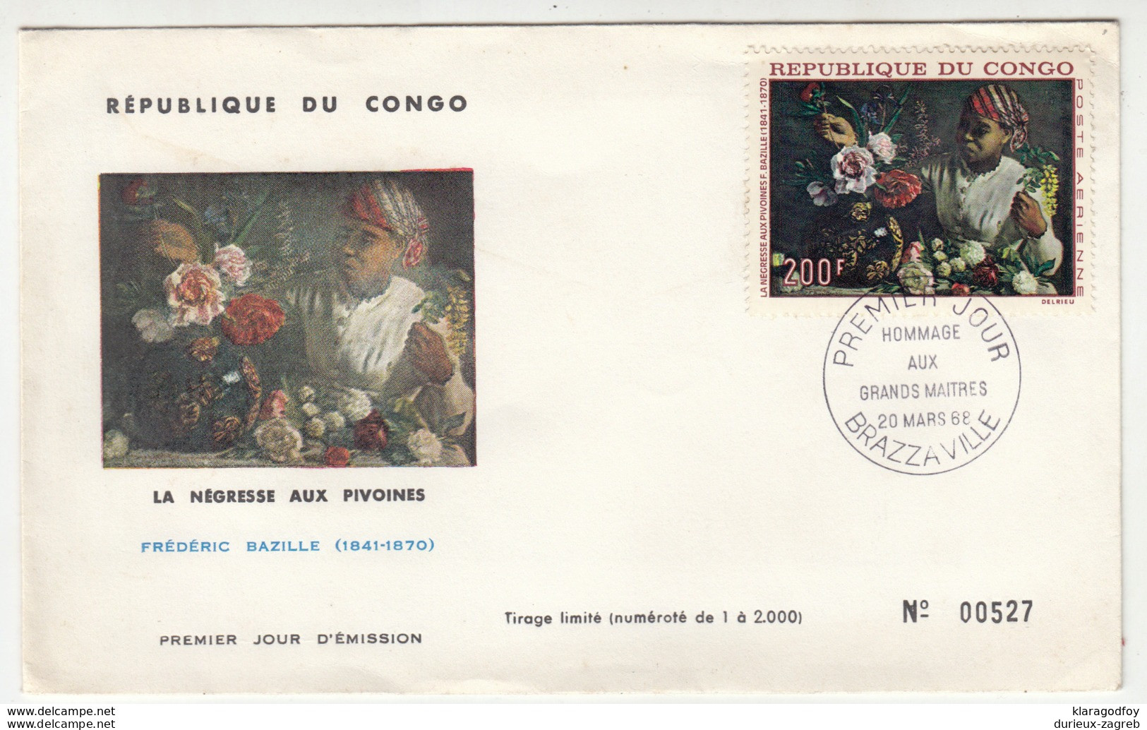 Congo Brazzaville 1968 Painting, Frédéric Bazille FDC B191003 - FDC