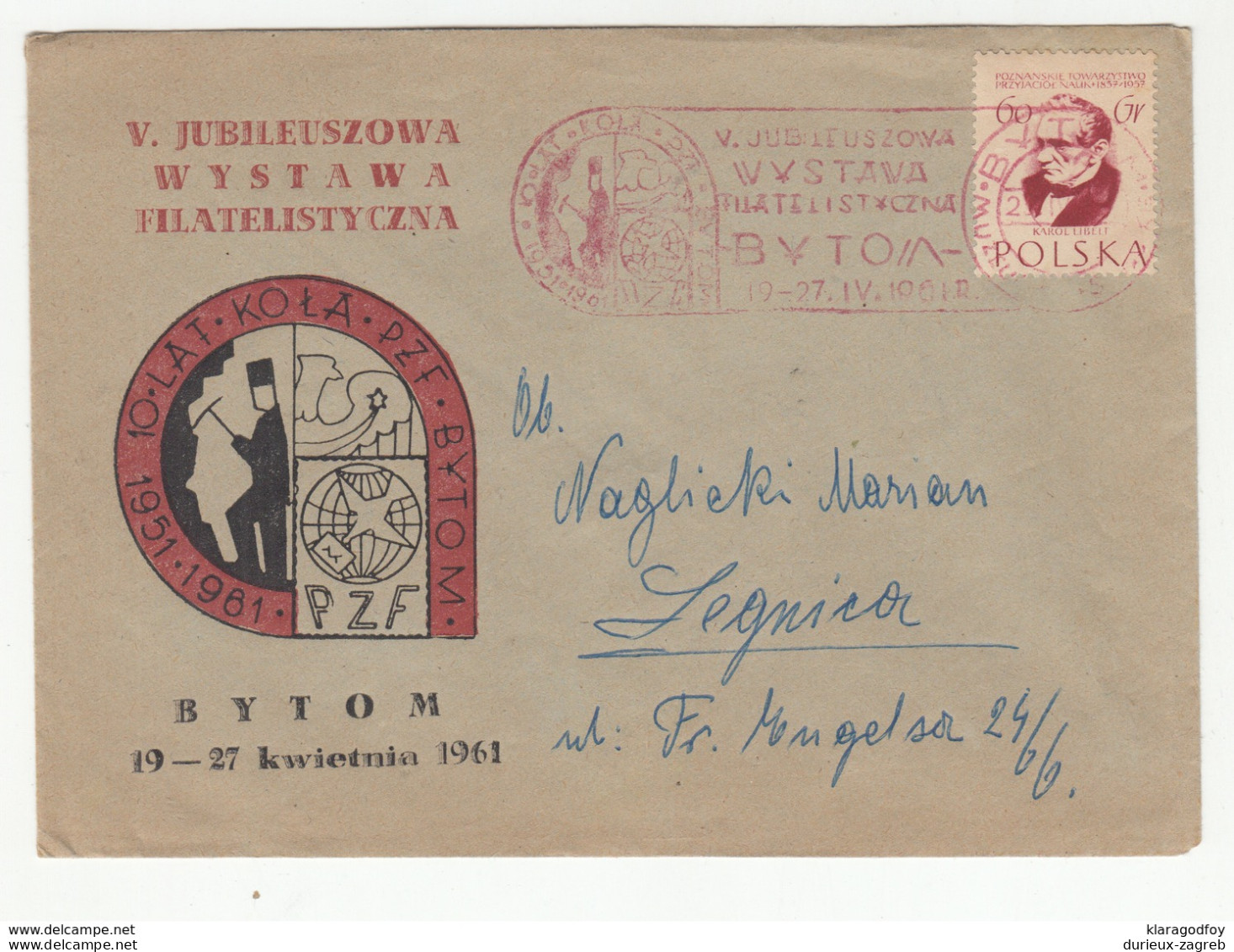 Poland 1961 Bytom Philatelic Exhibition Special Cover And Postmark B190501 - Briefe U. Dokumente