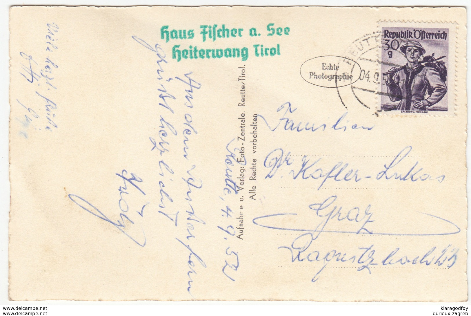 Plansee Bei Reutte In Tirol Old Postcard Travelled 1952 B170915 - Reutte