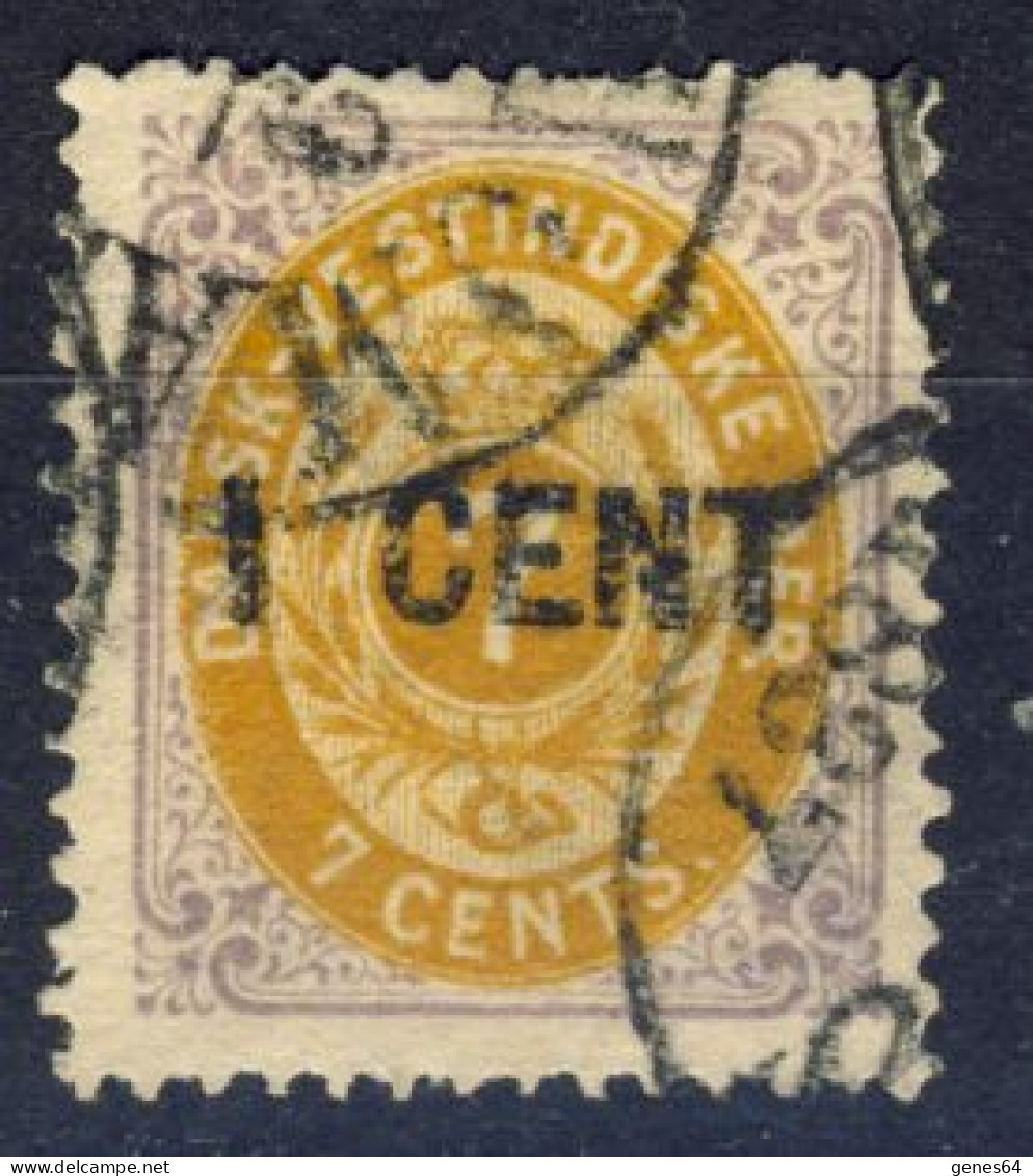 1887 Antille Danesi - 1 Su 7 Cent. Violetto Giallo - Denmark (West Indies)