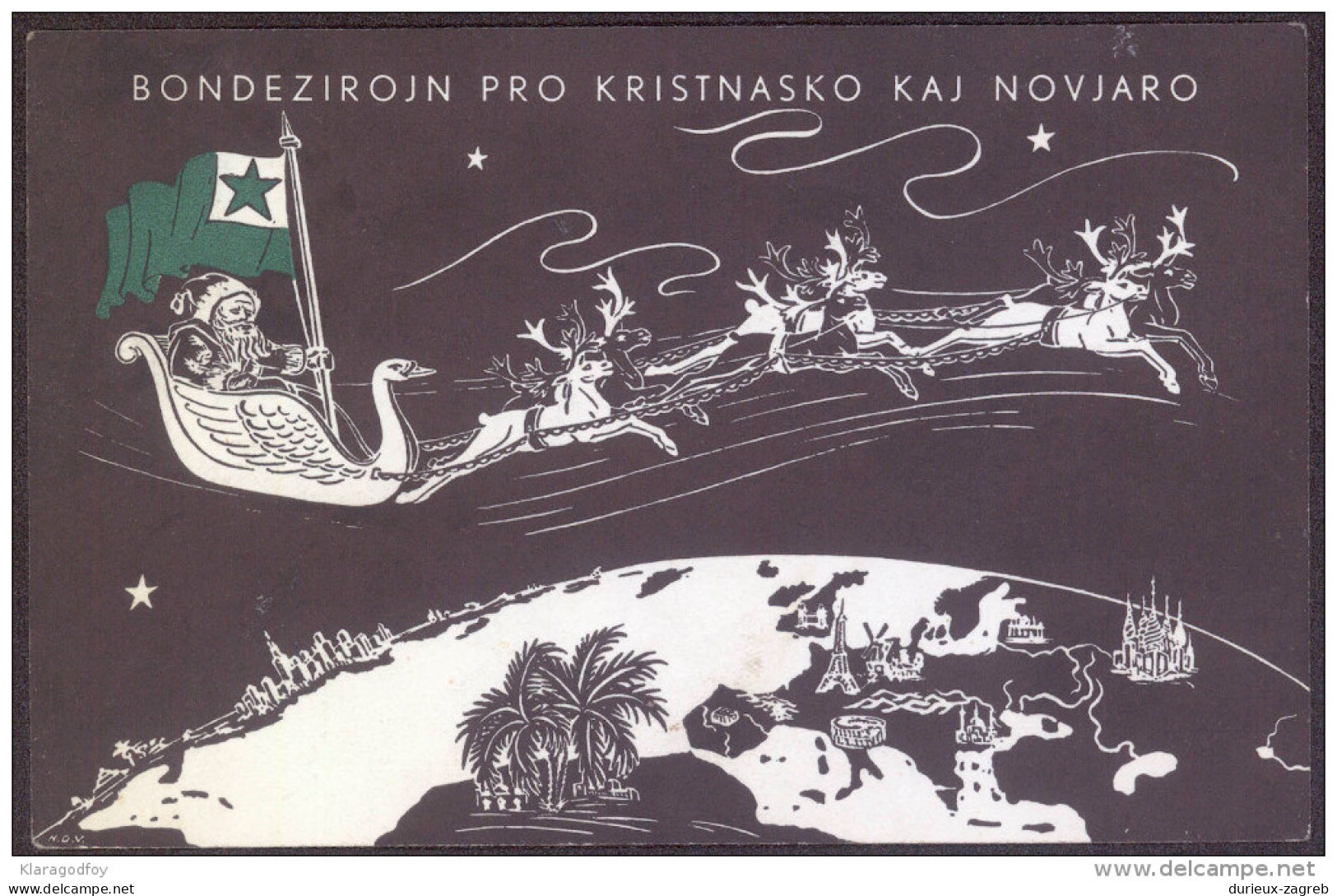 Esperanto Greetings Postcard Travelled 1955 To Yugoslavia Bb - Esperanto