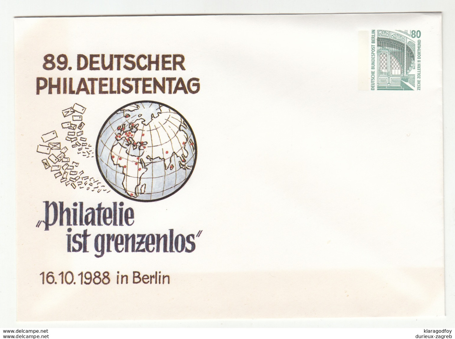 Germany 89. Deutscher Philateilstentag Berlin 1988 Illustrated Postal Stationery Letter Cover Unused B200510 - Private Covers - Mint