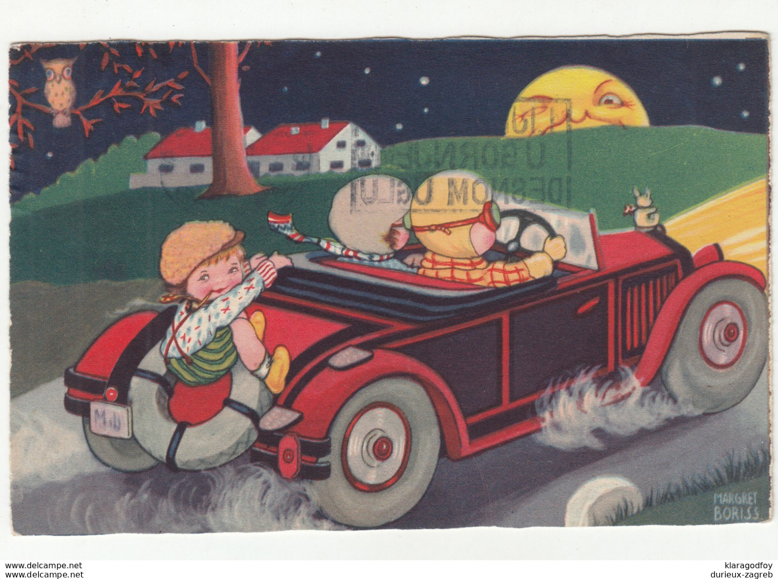 Margret Boriss: Children In Car Old Postcard Posted 1931 Zagreb B200510 - Boriss, Margret