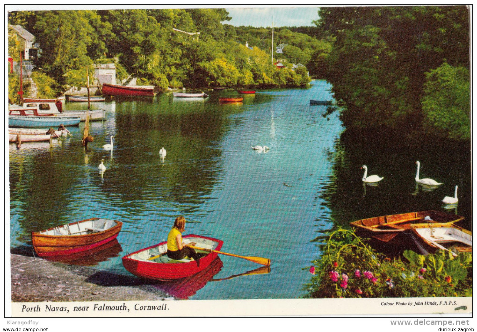 Porth Navas Old Postcard Travelled 1973 Bb151109 - Falmouth