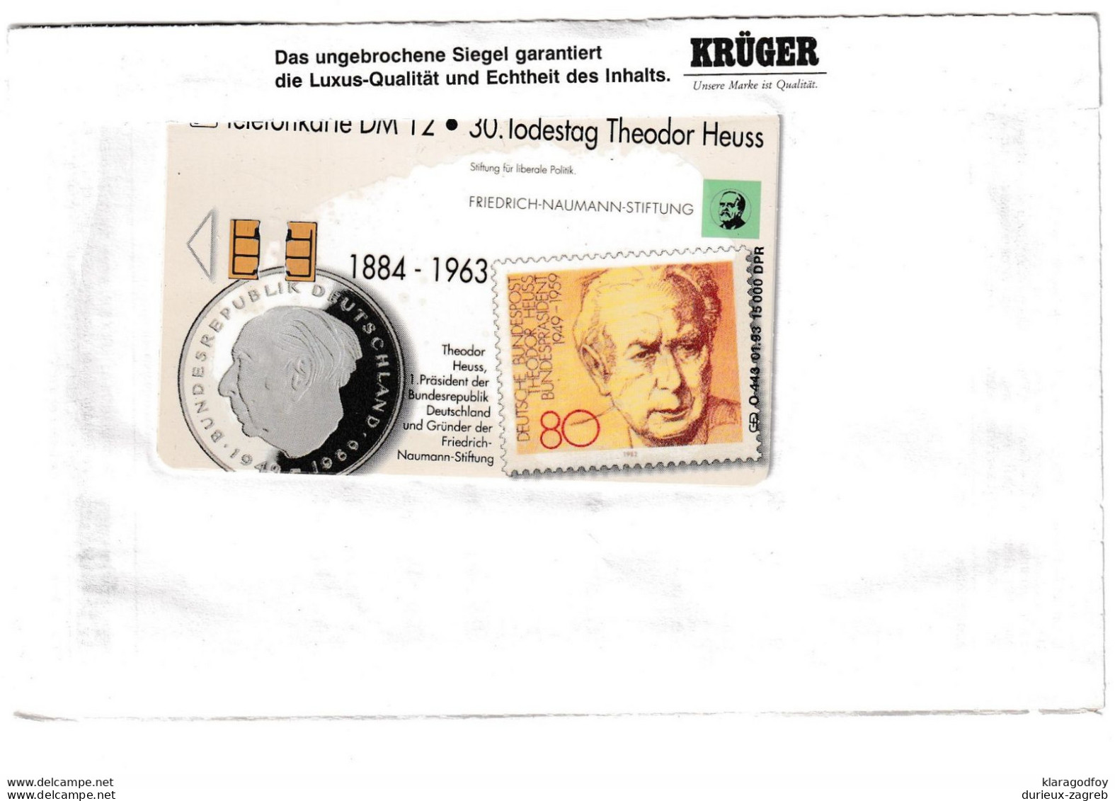 Germany Theodor Heuss Phonecard B210915 - Stamps & Coins