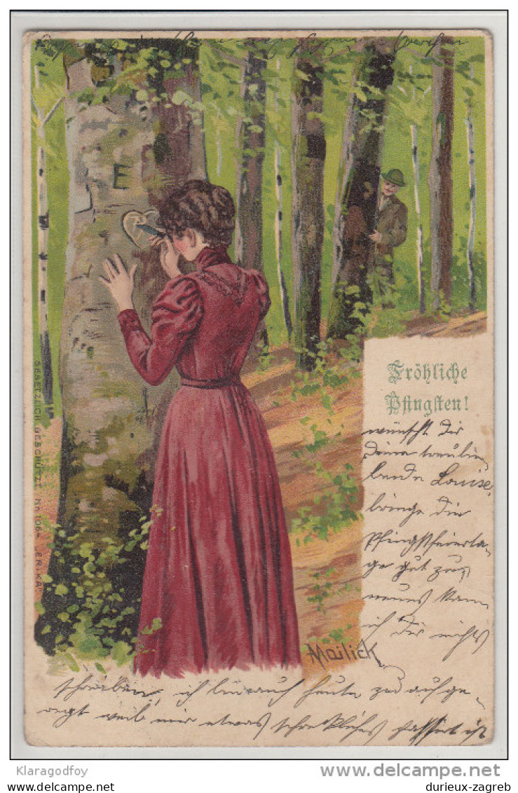 Mailick: Fröhliche Pfingsten Postcard Travelled 1903 To Neunkirchen Bb160222 - Mailick, Alfred