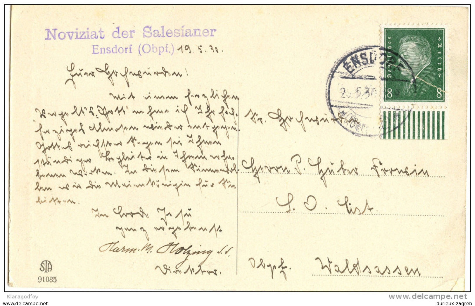 Chiesa Di S.Francesco Di Sales Old Postcard Sent From Germany 1930 Bb151012 - Churches