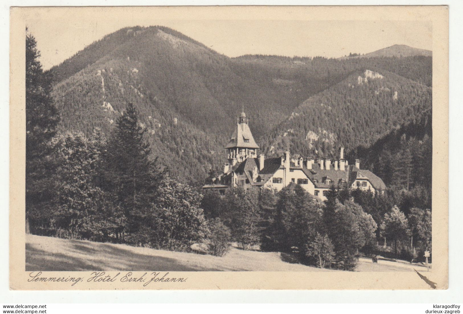 Semmering, Hotel Erzh. Johann Old Postcard Posted 1932 B201020 - Semmering