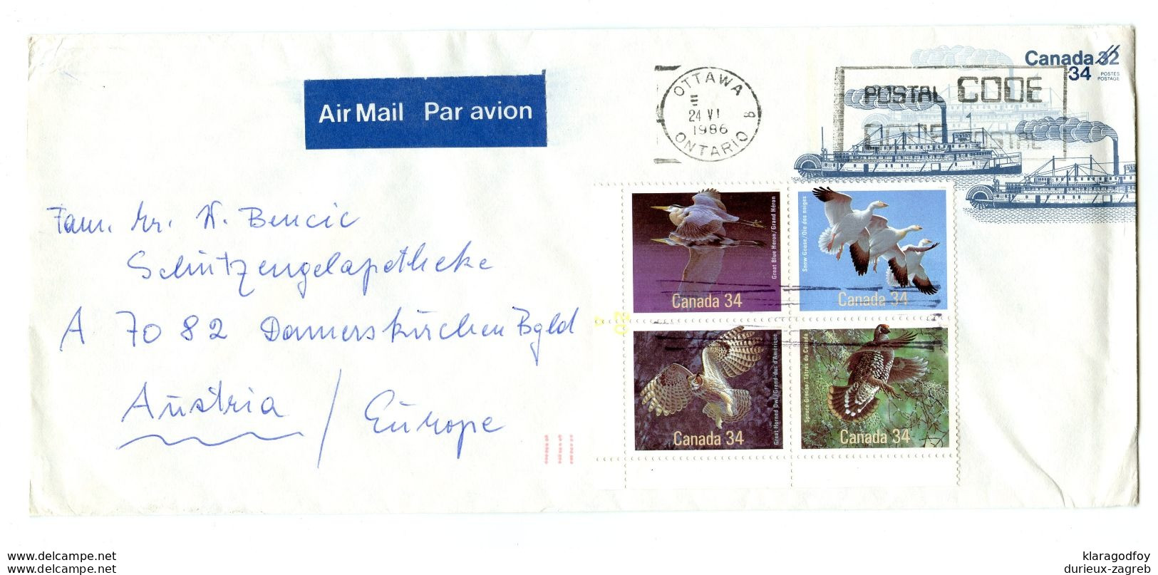 Canada, Letter Cover Posted 1986 Ottawa Pmk B200725 - Storia Postale