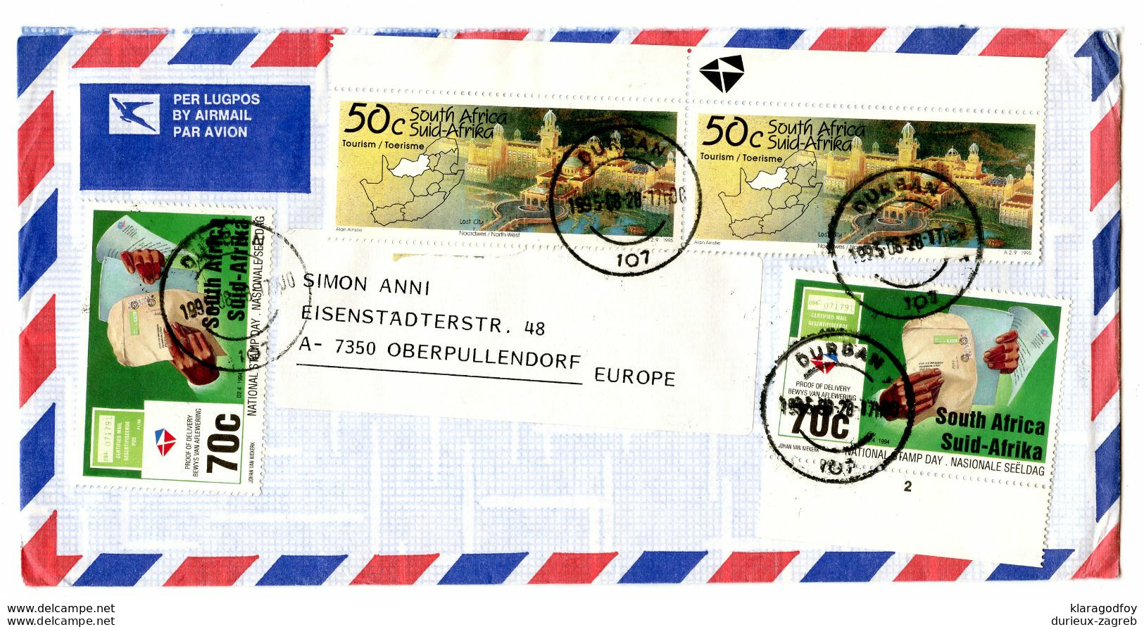 South Africa, Letter Cover Posted 1995 Durban Pmk B200725 - Briefe U. Dokumente