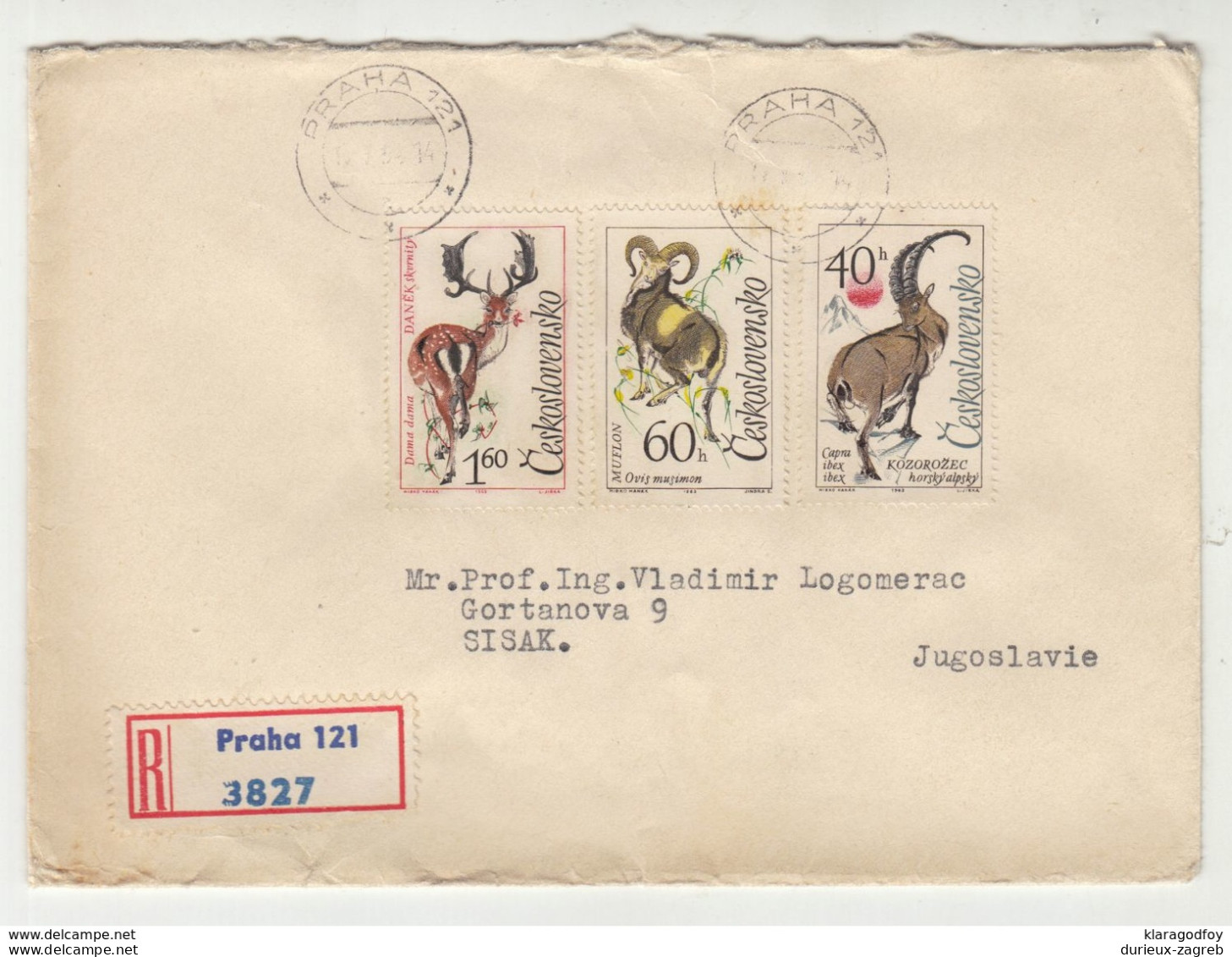 Poštovní úřad Praha Sticker On Letter Cover Registered Posted 1964 Praha To Sisak B200605 - Brieven En Documenten