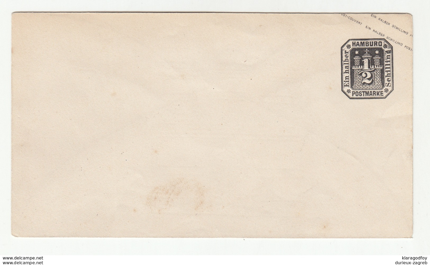 Hamburg 1/2 Schilling Postal Stationery Letter Cover Unused B202015 - Hamburg