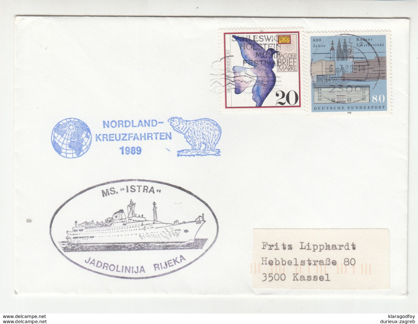 MS "Istra" Ship Post Letter Cover Nordland Kreuzfahrten 1989 Germany B202015 - Autres (Mer)