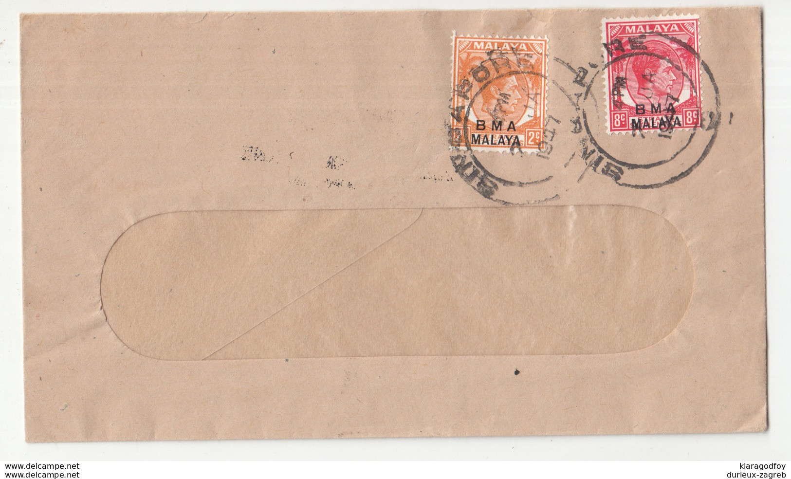 BMA Malaya, Letter Cover Travelled 1947 Singapore Pmk B190220 - Malaya (British Military Administration)