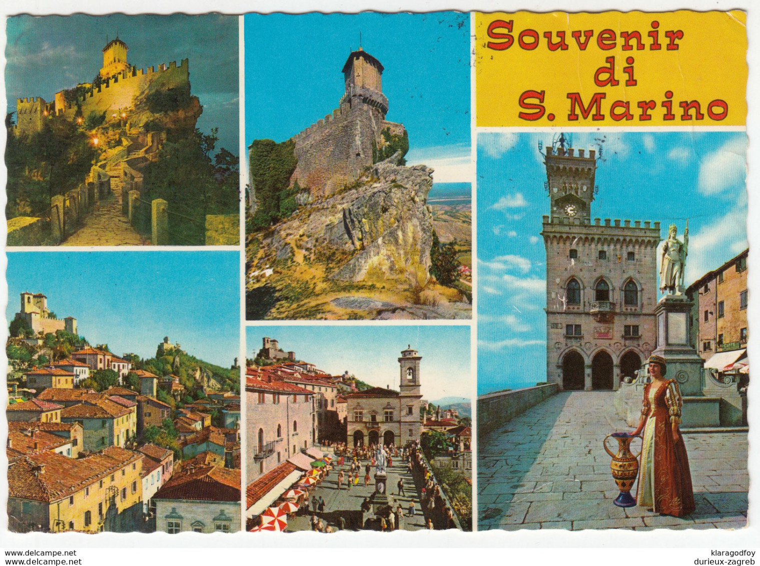 San Marino Multifranked Postcard Travelled 1980 To Austria B171005 - Storia Postale