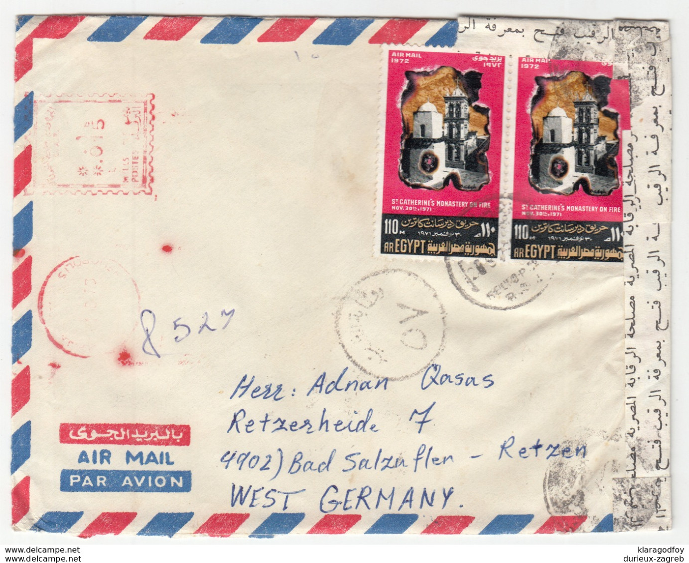 Egypt, Meter Stamp Airmail Letter Cover Censored Travelled 197? B180201 - Covers & Documents