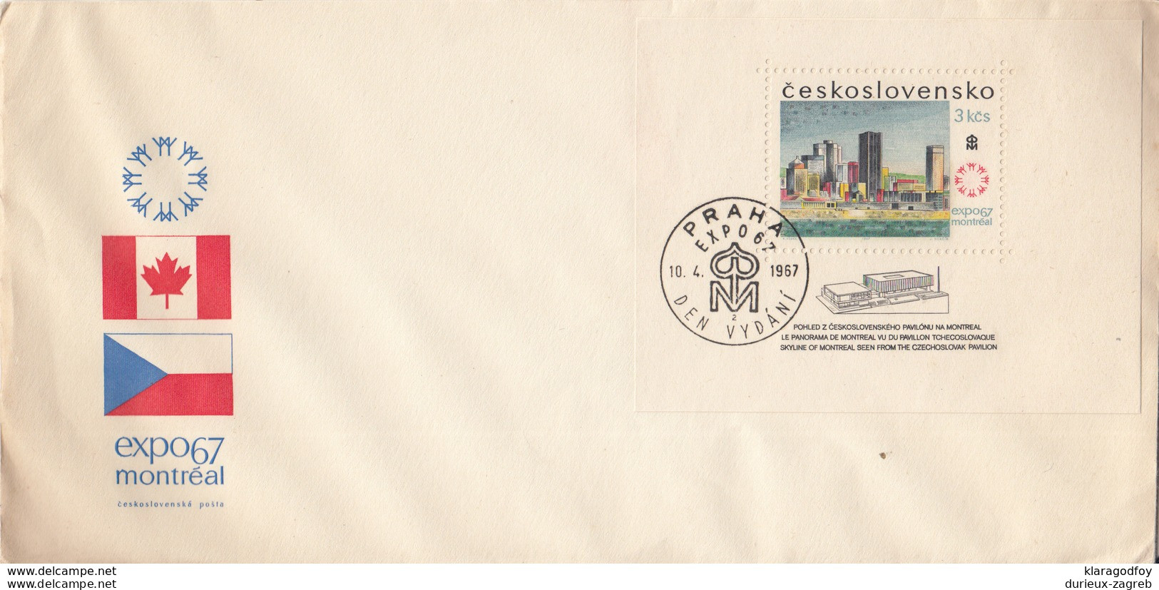 Czechoslovakia, Montreal Expo 67 Souvenir Sheet FDC 1967 B180210 - 1967 – Montréal (Canada)