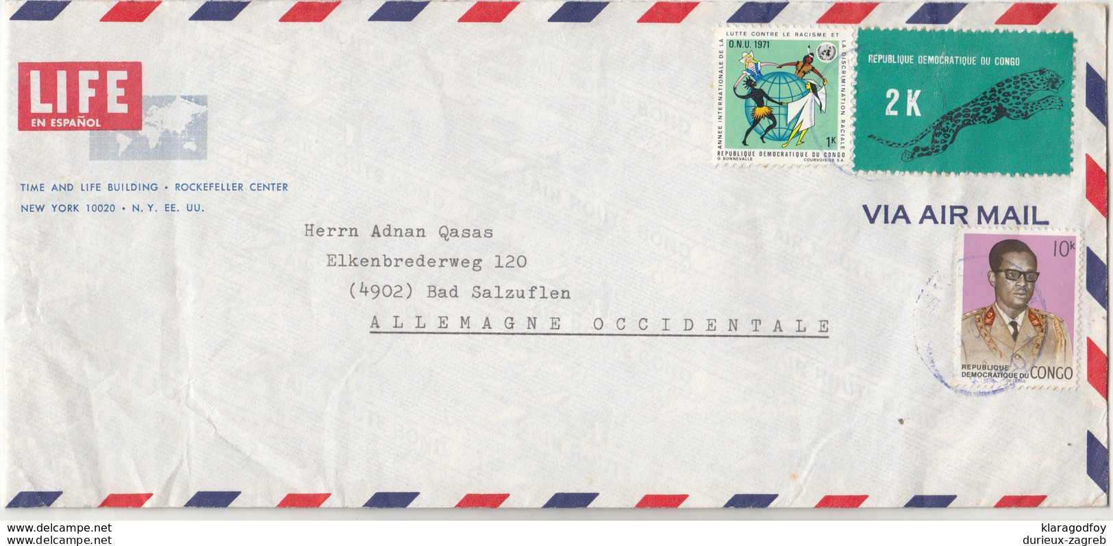 DR Congo, Life En Español Airmail Letter Cover But Travelled After 1971 B180205 - Gebruikt