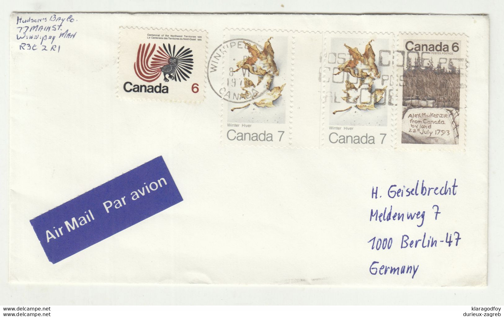 Canada Letter Cover Posted 197? To Germany B210120 - Storia Postale