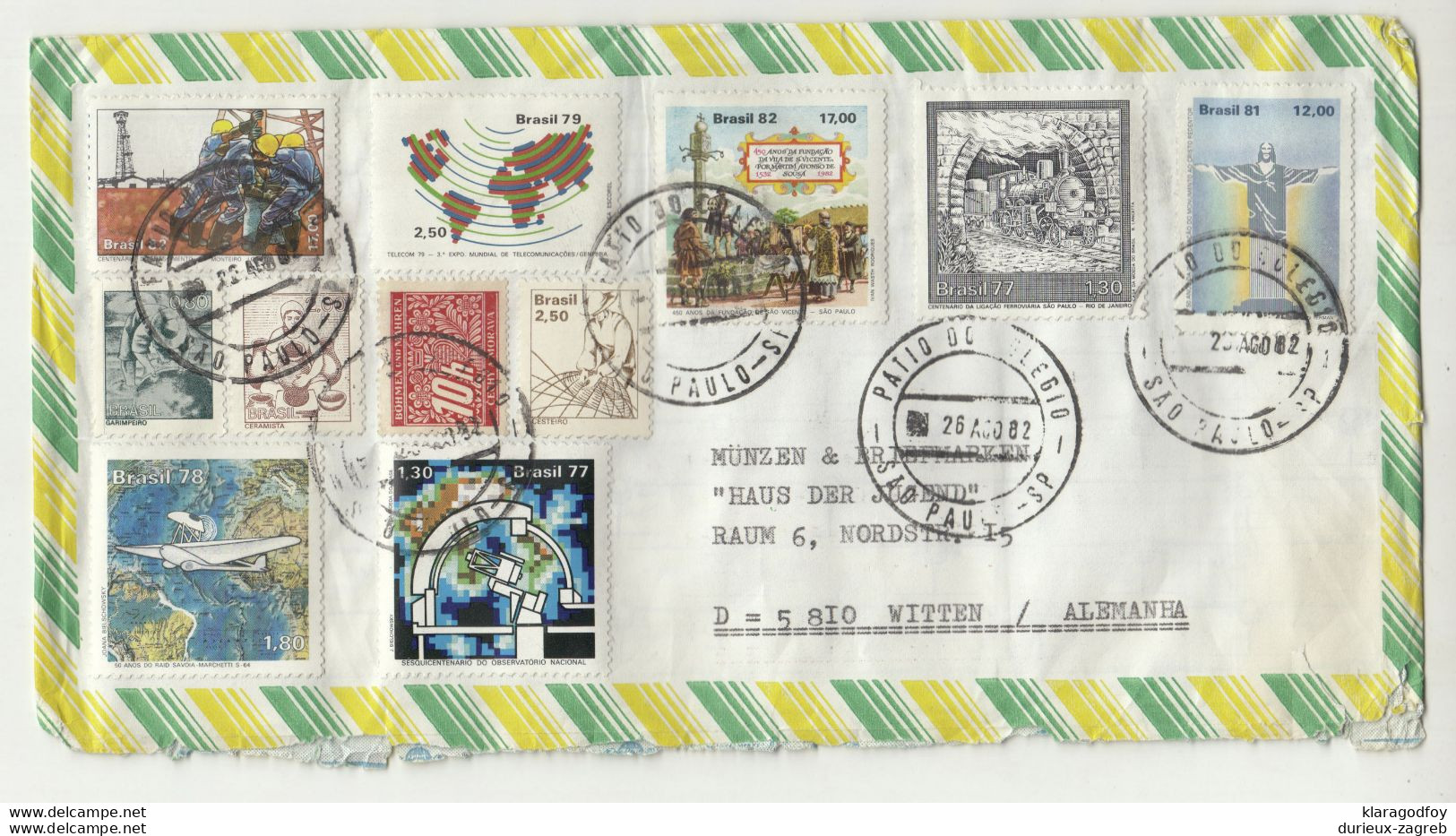 Brasil Multifranked Air Mail Letter Cover Posted 1982 To Germany - Bohmen Und Mahren Stamp On Cover B210120 - Other & Unclassified