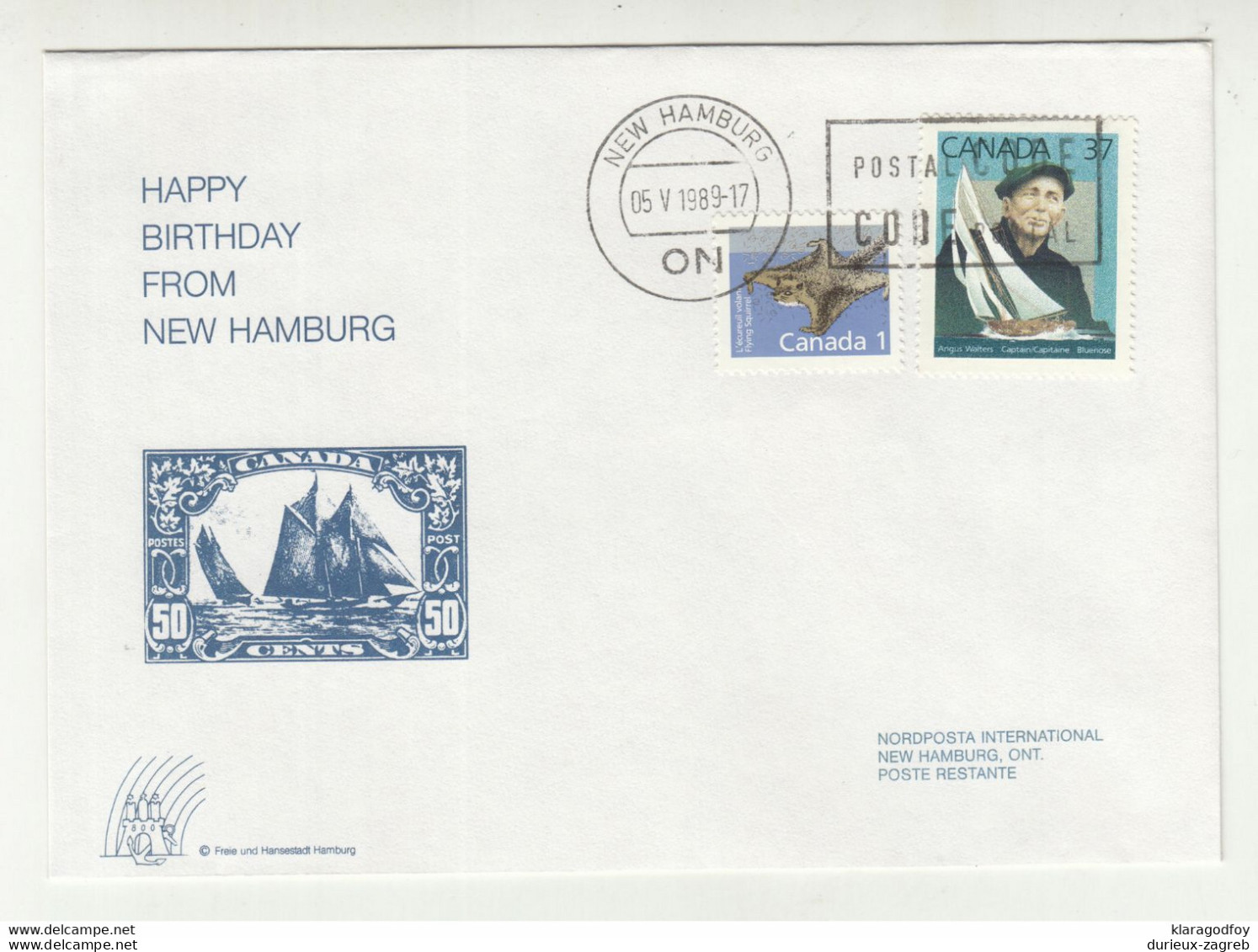 New Hamburg Illustrated Letter Cover Postmarked New Hamburg 1989 B210120 - Covers & Documents