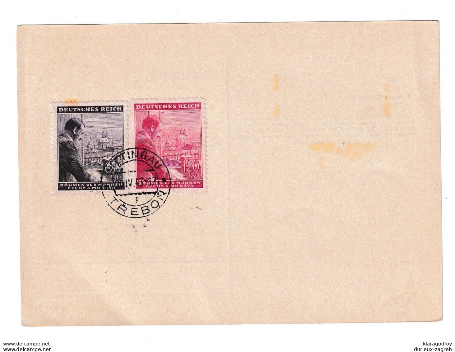 Wittingau 1943 Postmarked Fuhrer Stamps On Card B210112 - Briefe U. Dokumente