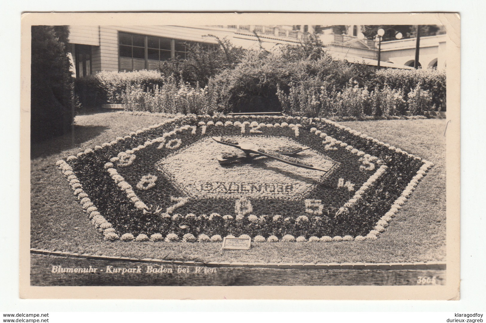 Baden Bei Wien Blumenuhr Postcard Travelled As Feldpost 1943 B190110 - Baden Bei Wien