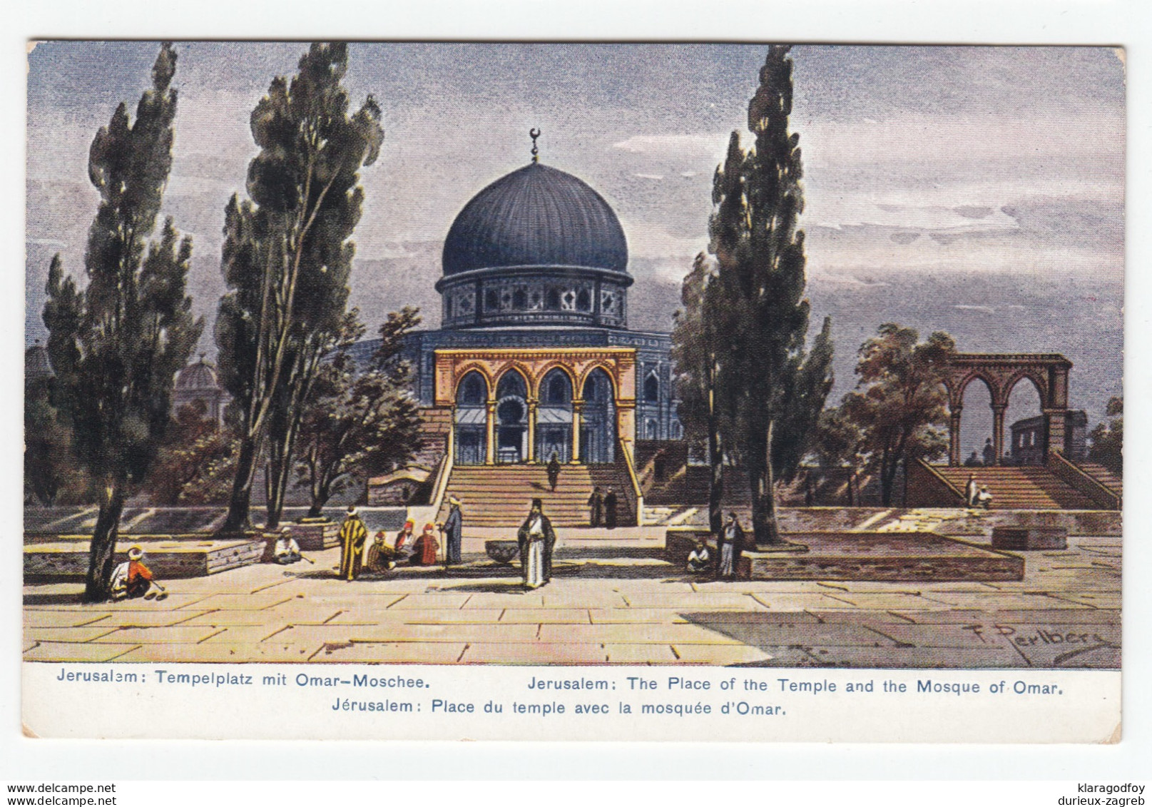 Place Of The Temple And The Dome Of The Rock (Friedrich Perlberg Illustration) Vintage Postcard Unused B170323 - Palestine