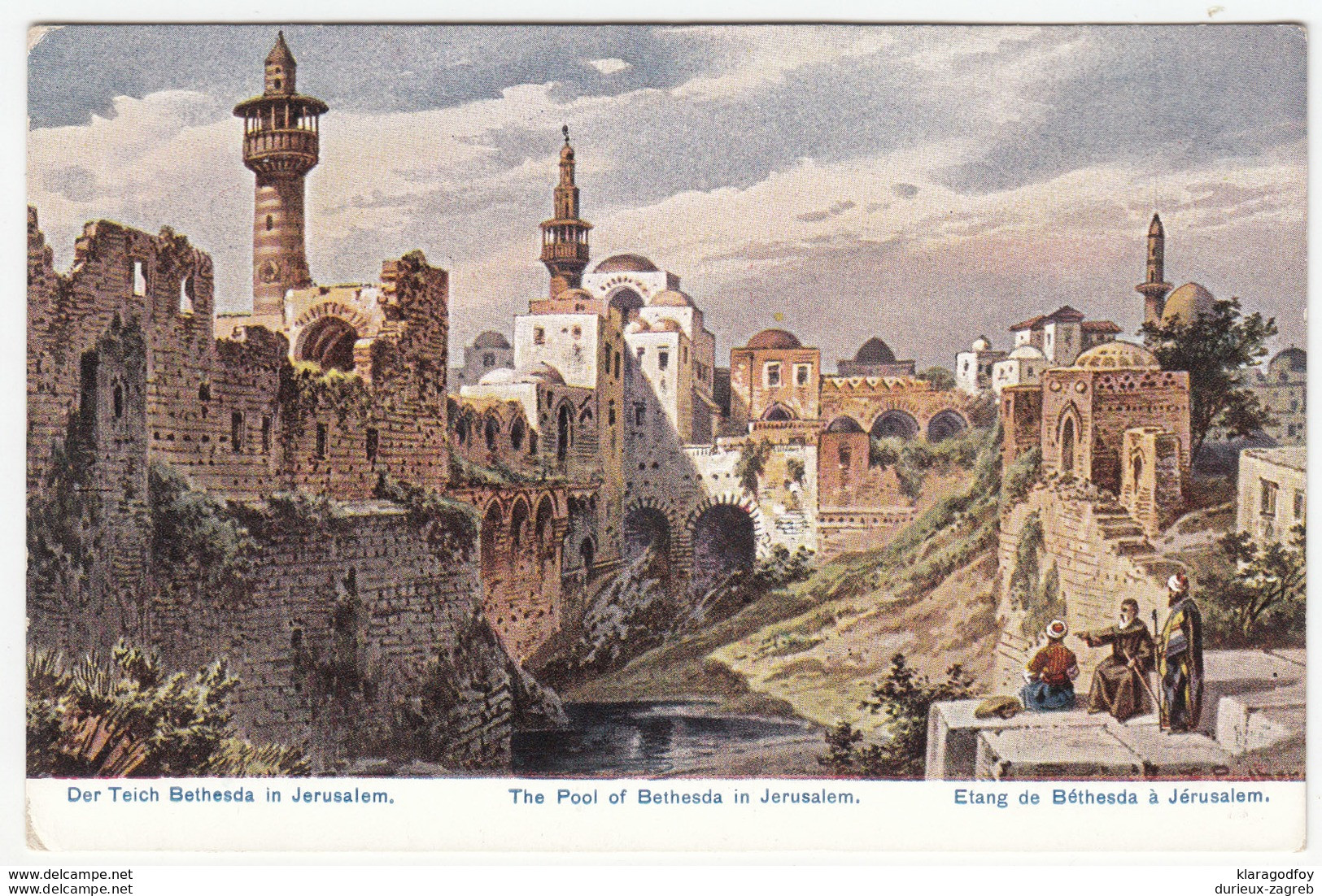 Pool Of Bethesda, Jerusalem (Friedrich Perlberg Illustration) Vintage Postcard Unused B170323 - Palestine