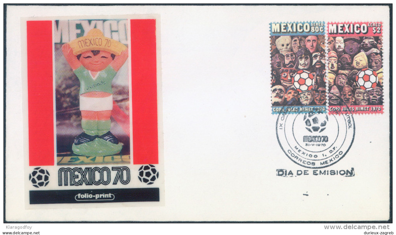 1970 MEXICO 4 X FDC Folio Print COVER WORLD CUP FOOTBALL Stamps Soccer Sport Bb150921 - 1970 – Mexico