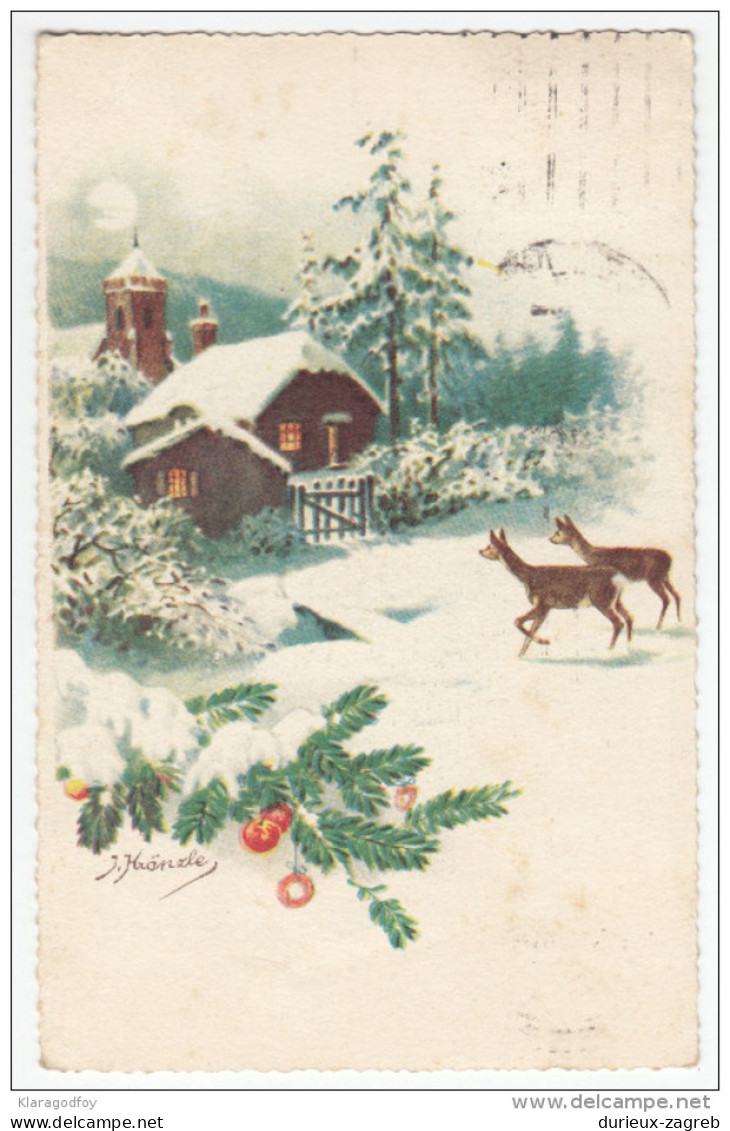 J. Kränzle: Christmas Greeting Card Travelled 193? Zagreb To Maribor Bb160420 - Kraenzle